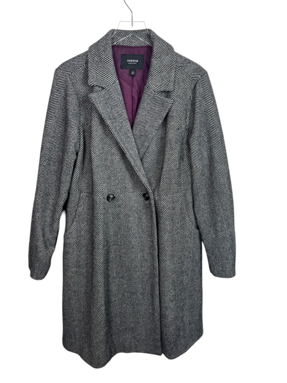 TORRID Fit & Flare Herringbone Coat Jacket Peacoat Plus Size 2X - Picture 6 of 15